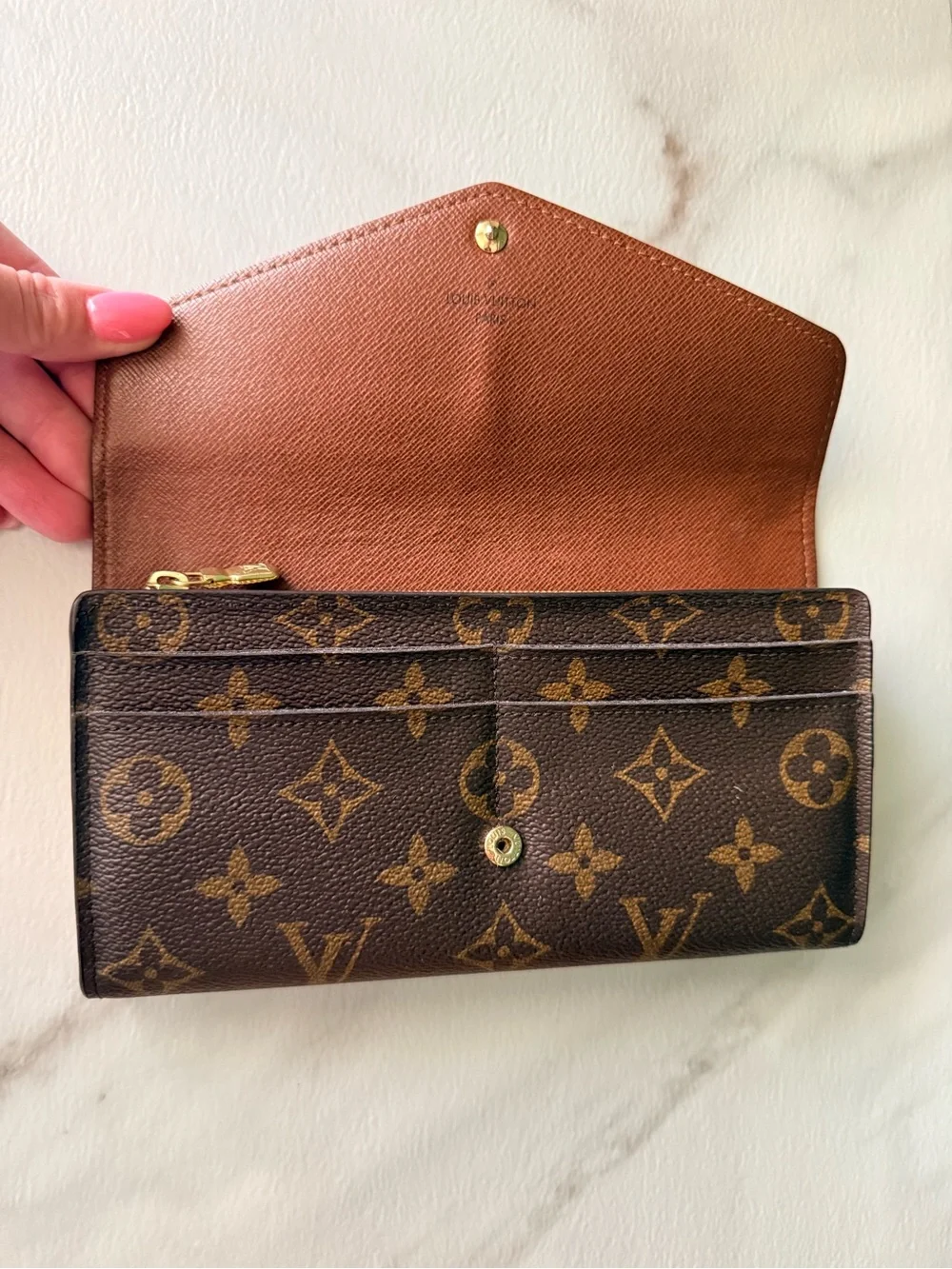 Louis Vuitton Brown Monogram Sarah Canvas Continental Wallet